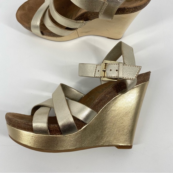 Sam Edelman Gold Wedge Sandals - Picture 2 of 8